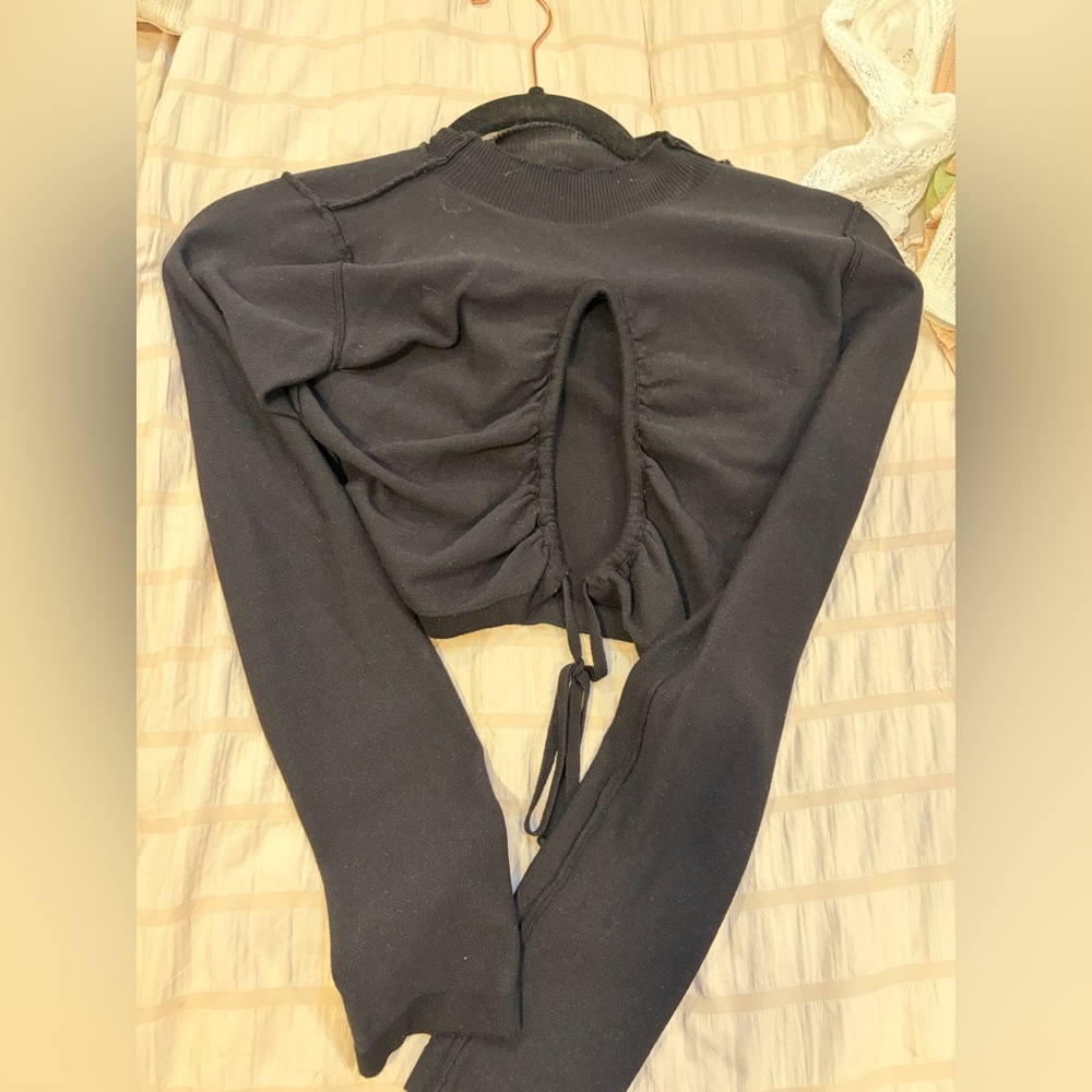 REVOLVE Black Long Sleeve Ruched Top